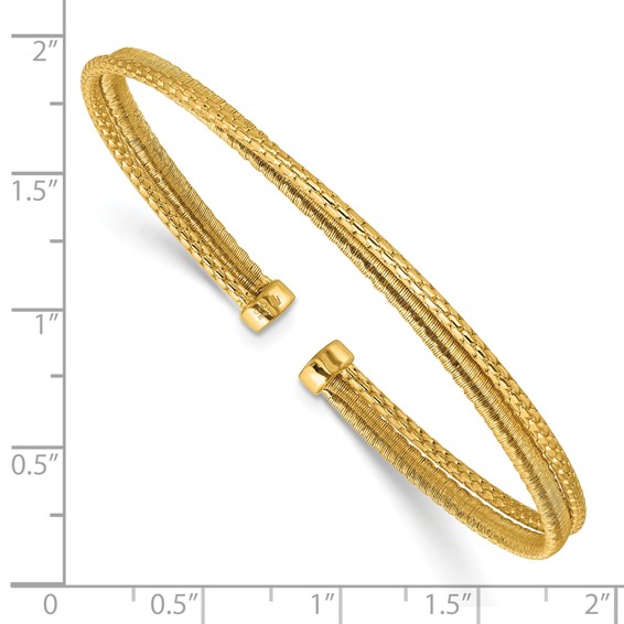 Leslie's Sterling Silver Gold-plated Polished/Satin/Textured Flexible Cuff