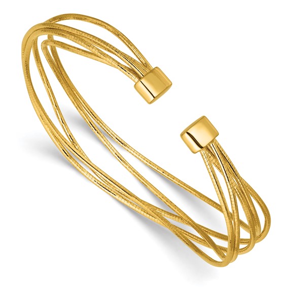 Leslie's SS Gold-plated Polished and Textured Multi-strand Twist Cuff Bangl