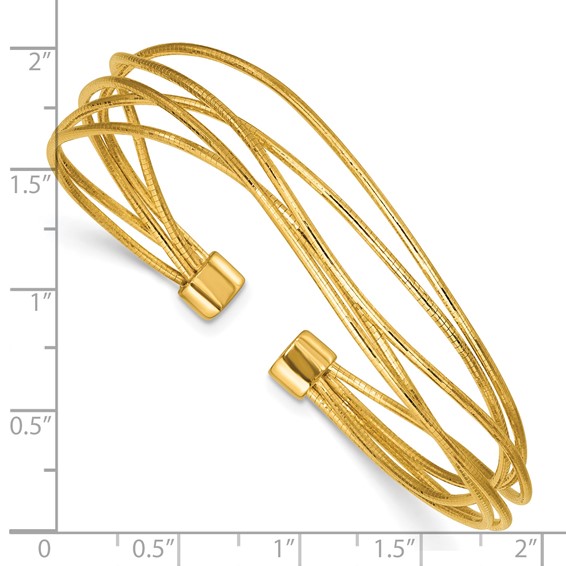 Leslie's SS Gold-plated Polished and Textured Multi-strand Twist Cuff Bangl
