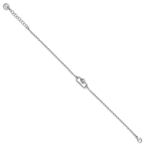 Leslie's SS RH-plated Dangle Love Knot with 1in ext. Link Bracelet