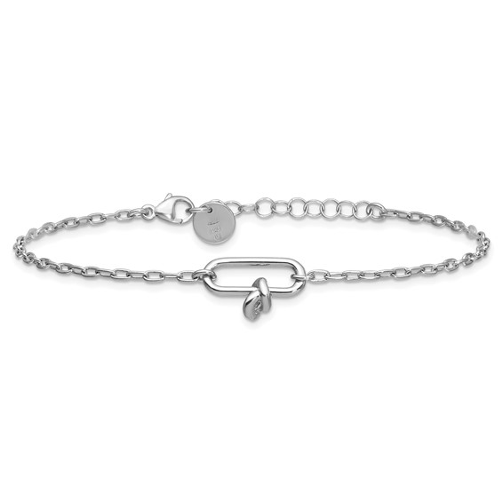 Leslie's SS RH-plated Dangle Love Knot with 1in ext. Link Bracelet