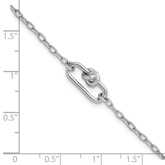 Leslie's SS RH-plated Dangle Love Knot with 1in ext. Link Bracelet