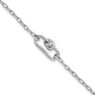 Leslie's SS RH-plated Dangle Love Knot with 1in ext. Link Bracelet