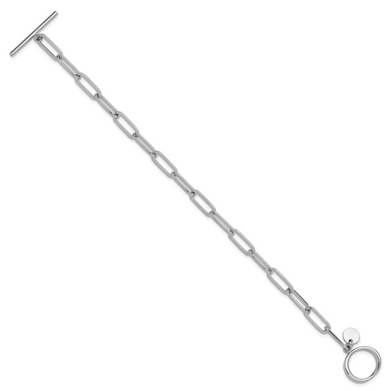 Leslie's Sterling Silver RH-plated Polished Paperclip Toggle Bracelet