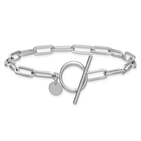 Leslie's Sterling Silver RH-plated Polished Paperclip Toggle Bracelet