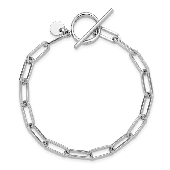 Leslie's Sterling Silver RH-plated Polished Paperclip Toggle Bracelet