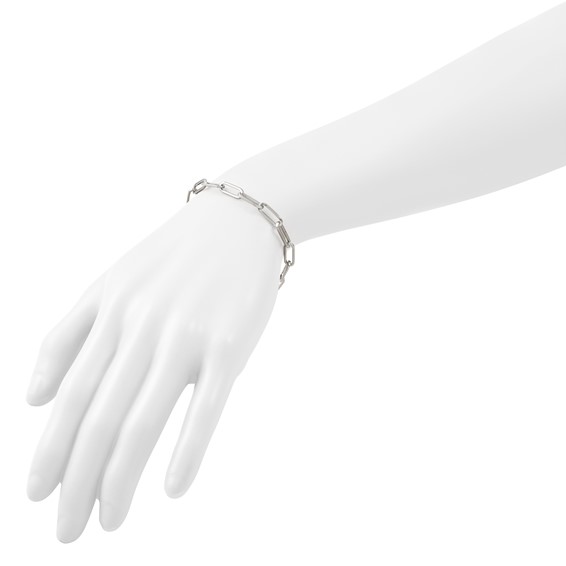 Leslie's Sterling Silver RH-plated Polished Paperclip Toggle Bracelet