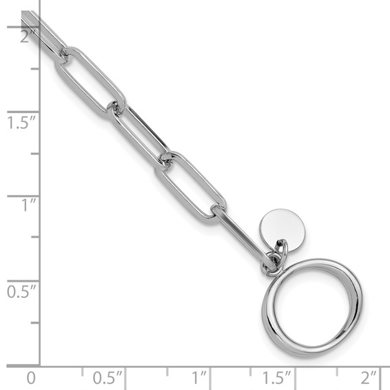 Leslie's Sterling Silver RH-plated Polished Paperclip Toggle Bracelet