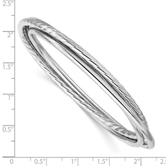 Leslie's Sterling Silver RH-plated Polished and Twisted 3-Intertwined Slip-