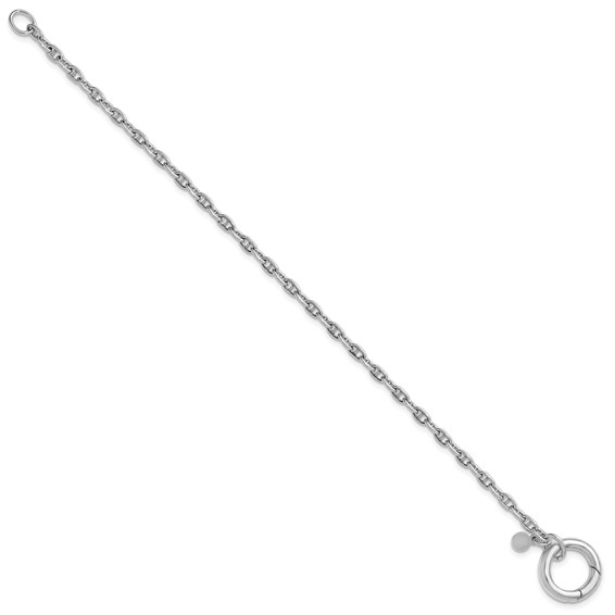 Leslie's Sterling Silver RH-plated Polished Push Clasp Anchor Link Bracelet