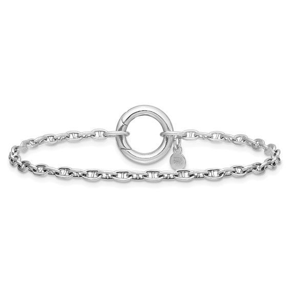 Leslie's Sterling Silver RH-plated Polished Push Clasp Anchor Link Bracelet