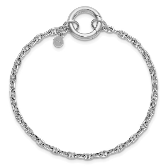 Leslie's Sterling Silver RH-plated Polished Push Clasp Anchor Link Bracelet