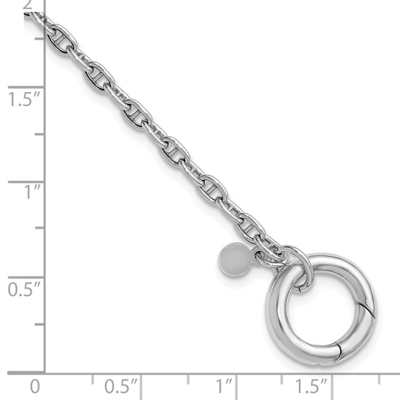 Leslie's Sterling Silver RH-plated Polished Push Clasp Anchor Link Bracelet