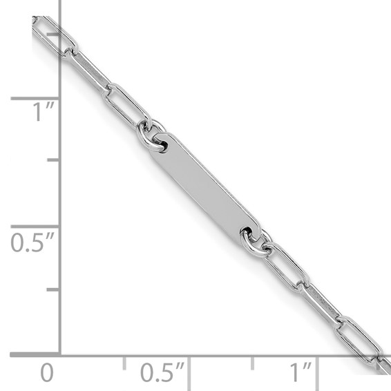 Leslie's Sterling Silver RH-plated Polished Paperclip Bar w/ 1in ext. Brace