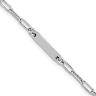 Leslie's Sterling Silver RH-plated Polished Paperclip Bar w/ 1in ext. Brace