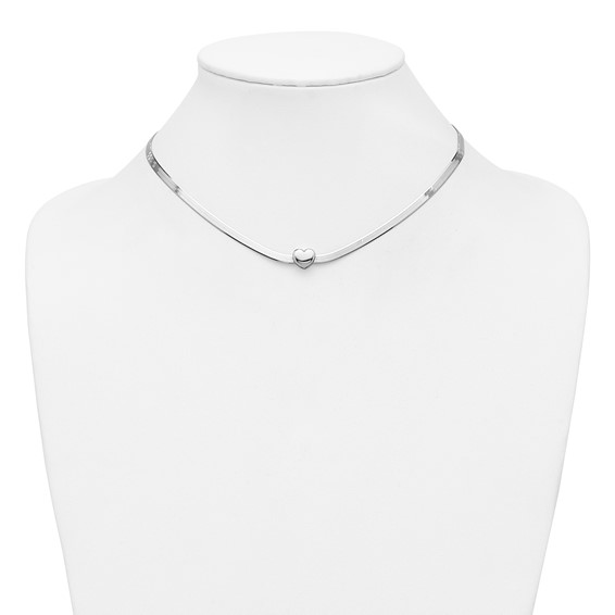 Leslie's Sterling Silver RH-plated Polished Heart Herringbone w/ 2in ext. N