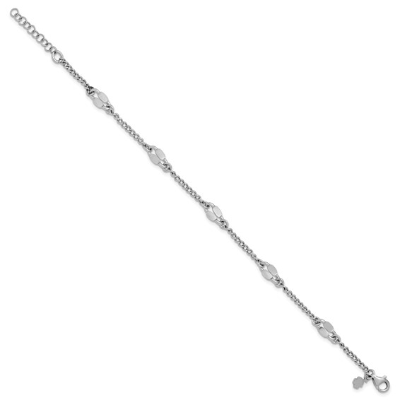 Leslie's Sterling Silver RH-plated Fancy Link w/1in ext. Bracelet
