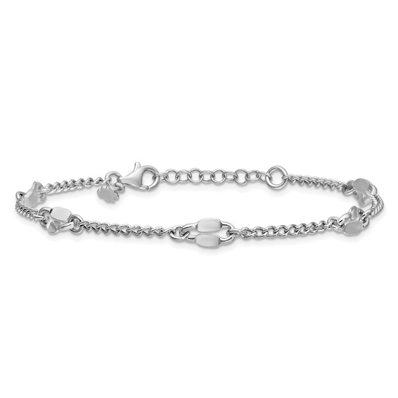 Leslie's Sterling Silver RH-plated Fancy Link w/1in ext. Bracelet