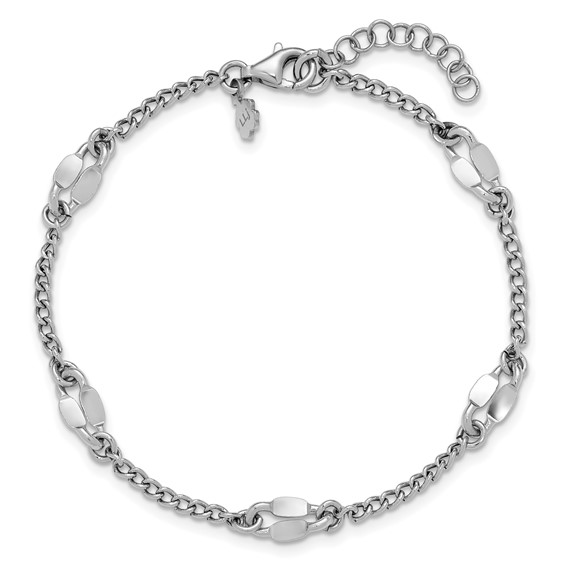 Leslie's Sterling Silver RH-plated Fancy Link w/1in ext. Bracelet
