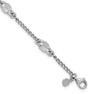 Leslie's Sterling Silver RH-plated Fancy Link w/1in ext. Bracelet