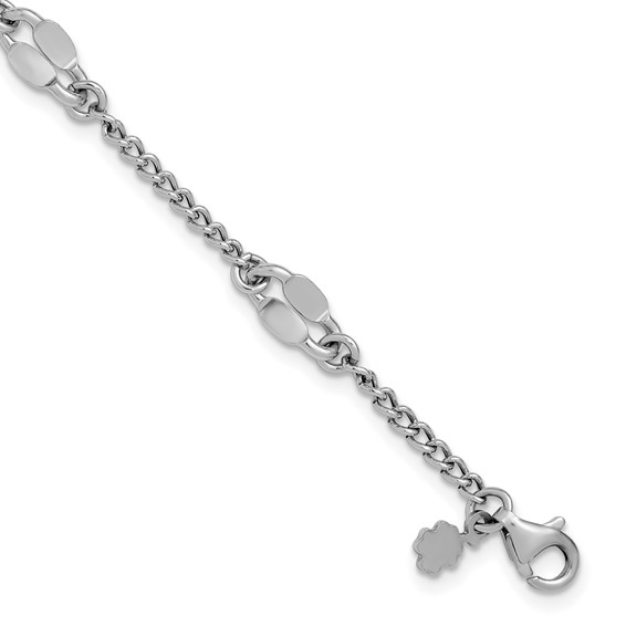 Leslie's Sterling Silver RH-plated Fancy Link w/1in ext. Bracelet