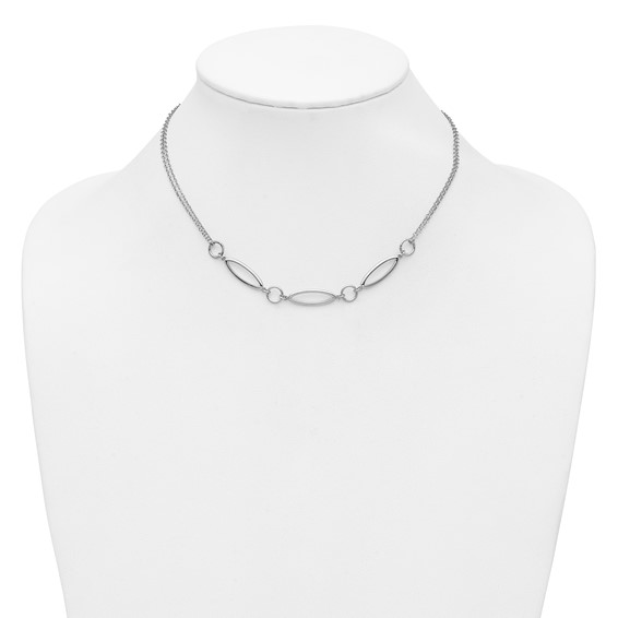 Leslie's Sterling Silver RH-plated Geometric 2-stand w/2in ext. Necklace