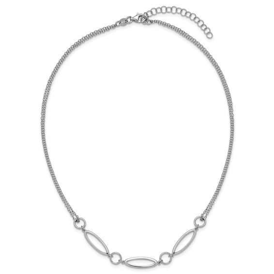Leslie's Sterling Silver RH-plated Geometric 2-stand w/2in ext. Necklace