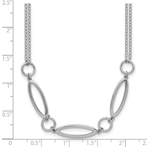 Leslie's Sterling Silver RH-plated Geometric 2-stand w/2in ext. Necklace