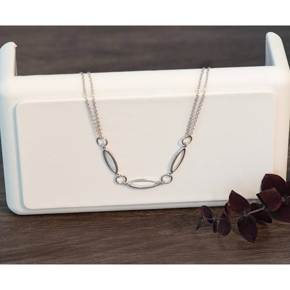 Leslie's Sterling Silver RH-plated Geometric 2-stand w/2in ext. Necklace