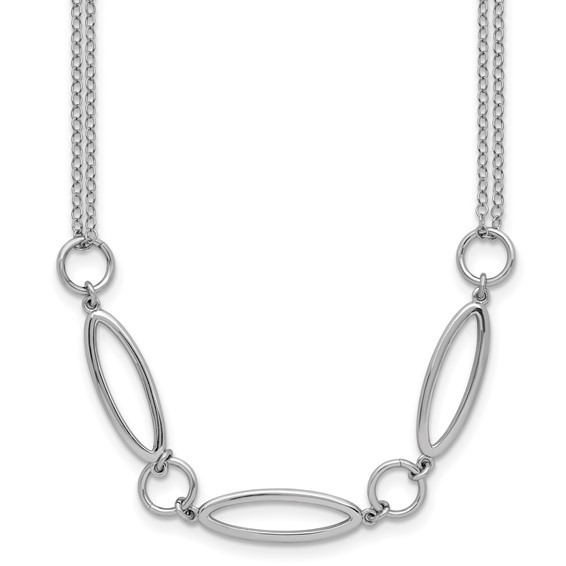 Leslie's Sterling Silver RH-plated Geometric 2-stand w/2in ext. Necklace