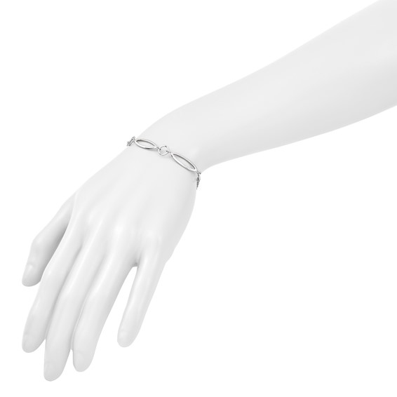 Leslie's Sterling Silver RH-plated Geometric 2-strand w/1in ext. Bracelet