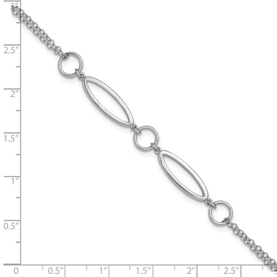 Leslie's Sterling Silver RH-plated Geometric 2-strand w/1in ext. Bracelet