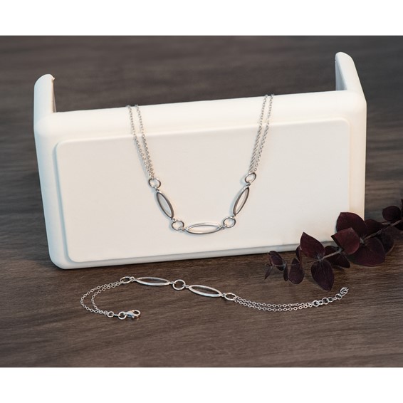 Leslie's Sterling Silver RH-plated Geometric 2-strand w/1in ext. Bracelet