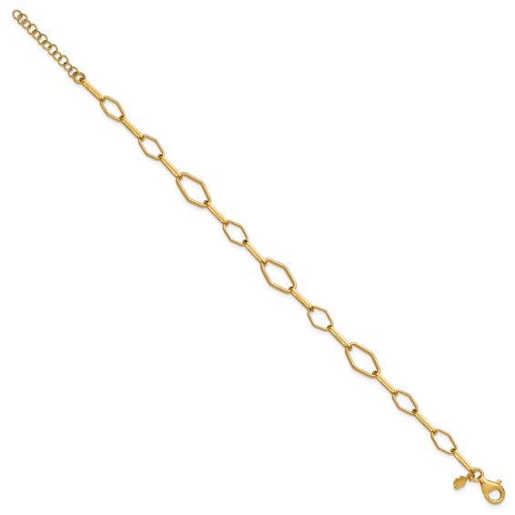 Leslie's Sterling Silver Gold-tone pol. Fancy Link w/1in ext. Bracelet