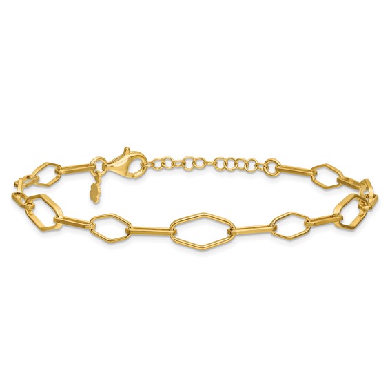 Leslie's Sterling Silver Gold-tone pol. Fancy Link w/1in ext. Bracelet