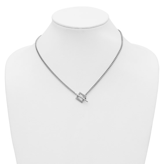 Leslie's Sterling Silver RH-plated Polished Fancy Toggle Necklace