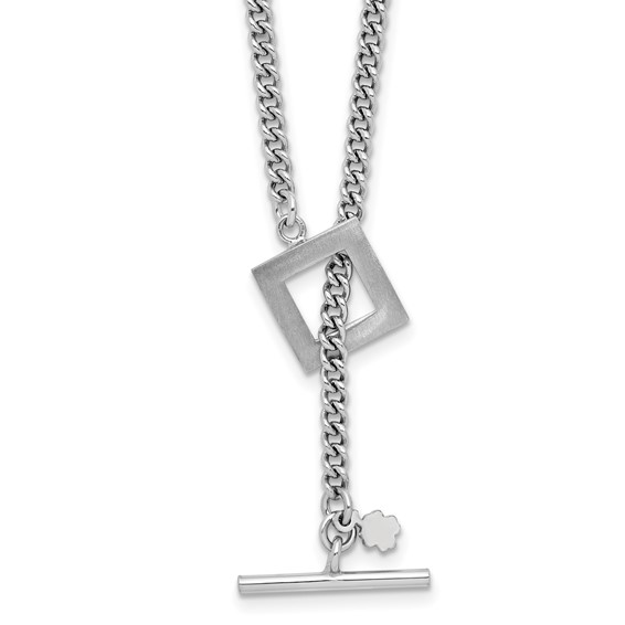 Leslie's Sterling Silver RH-plated Polished Fancy Toggle Necklace