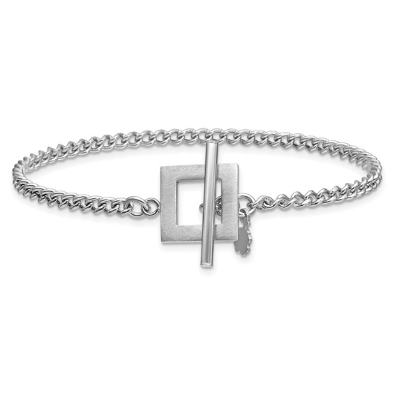 Leslie's Sterling Silver RH-plated Polished Fancy Toggle Bracelet
