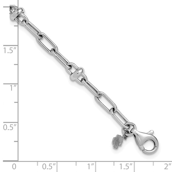 Leslie's Sterling Silver RH-plated Polished Fancy Link w/1in ext. Bracelet