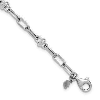 Leslie's Sterling Silver RH-plated Polished Fancy Link w/1in ext. Bracelet
