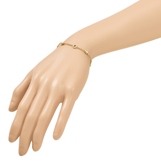 Leslie's Sterling Silver Gold-tone Polished/Beaded w/1in ext. Bracelet