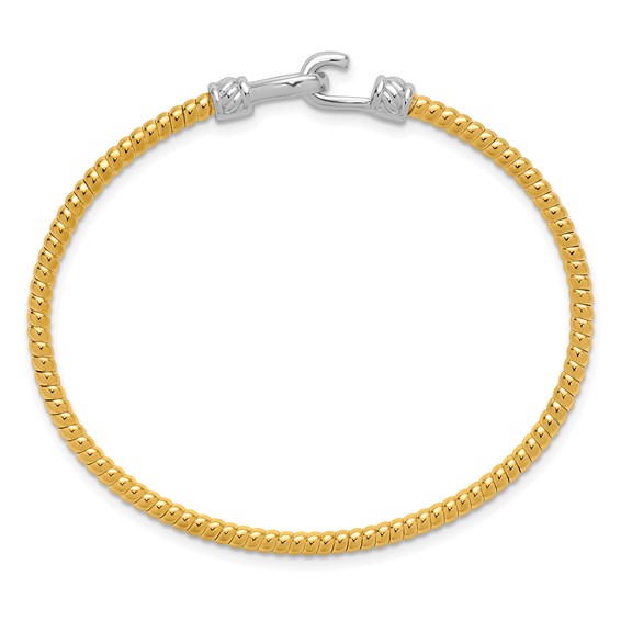 Leslie's SS RH-plated & Gold-plated Polished Twisted Flexible Hook Bangle
