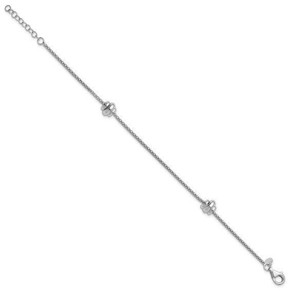 Leslie's Sterling Silver RH-plt Polished Beads w/1in ext. Bracelet