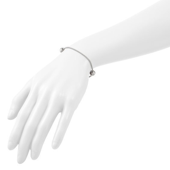 Leslie's Sterling Silver RH-plt Polished Beads w/1in ext. Bracelet