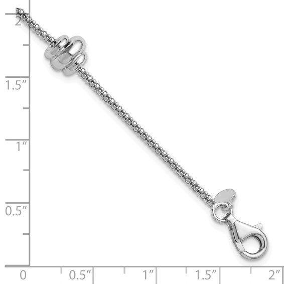 Leslie's Sterling Silver RH-plt Polished Beads w/1in ext. Bracelet