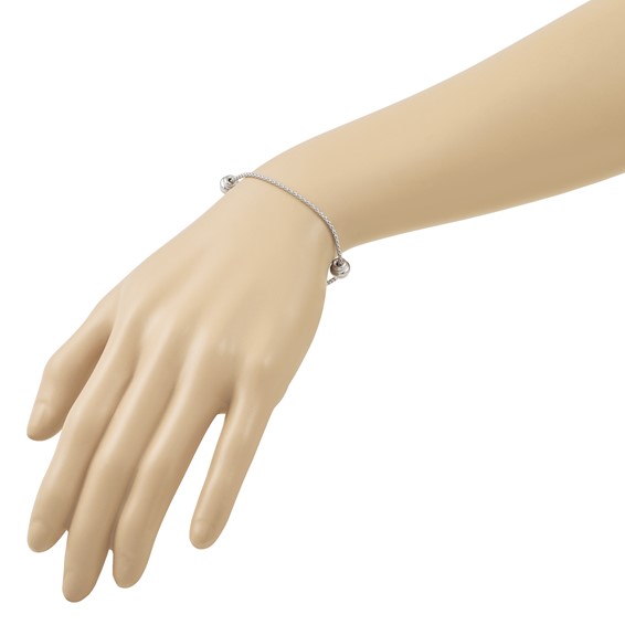 Leslie's Sterling Silver RH-plt Polished Beads w/1in ext. Bracelet