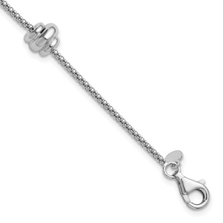 Leslie's Sterling Silver RH-plt Polished Beads w/1in ext. Bracelet