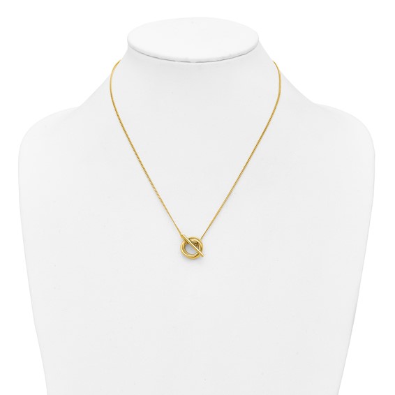 Leslie's Sterling Silver Gold-plated Circles Fancy Toggle Necklace