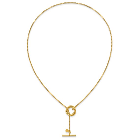 Leslie's Sterling Silver Gold-plated Circles Fancy Toggle Necklace