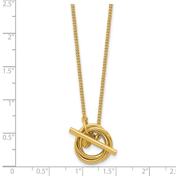 Leslie's Sterling Silver Gold-plated Circles Fancy Toggle Necklace